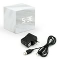 thumbnail image 7 of Marble Pattern Alarm Clock Fashion Multi-function LED Desk Alarm Clock with Snooze and USB Power Supply Voice Control Timer Thermometer - White, 7 of 7
