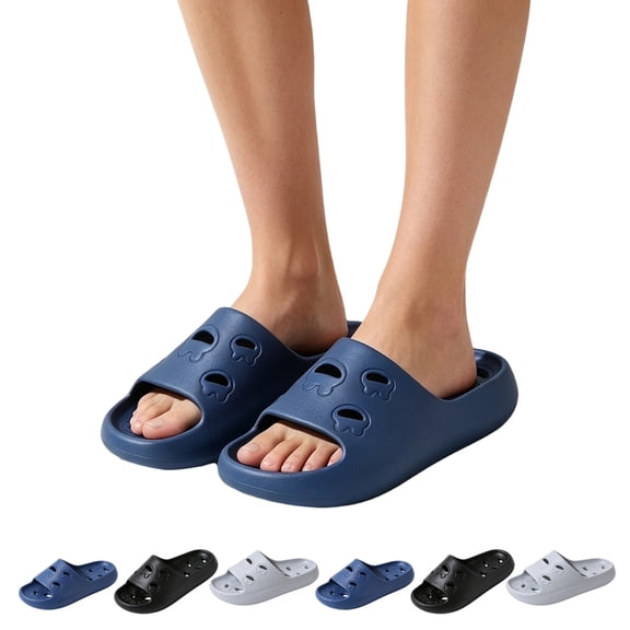 IEMIEMIEM Mens Shower Shoes Quick-Dry Bathroom Slippers with Drainage Hole Non-Slip Gym Slides Arch Support Pool Shower Sandals for Dorms 9-9.5 wide