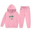 thumbnail image 2 of Girls 2 Piece Outfits Christmas Printed Funny Hoodie and Joggers Pant Set Tracksuit Loose Sweatsuits with Pockets (2-3 Years, Pink 03), 2 of 6