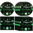 thumbnail image 2 of UYGDUY-40 PCS Green and Black Birthday Decorations Black and Green Theme Happy Birthday Disposable Tableware Green Paper Plates Napkins for Men Woman Happy Birthday Party Supplies, 1, 2 of 2