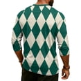 thumbnail image 5 of MLQIDK Men's Henley Neck Raglan Sleeve 3/4 Length Sleeve Shirt Plaid Print Casual Comfort Fit Breathable Summer Top for Men Green M, 5 of 7