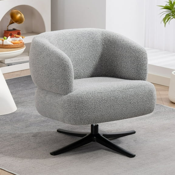 Accent Chairs Cuddle-style leisure swivel sofa chair, suitable for balconies, studies and living rooms, grey,Fabric Accent Chairs
