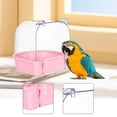thumbnail image 1 of Caja de baño para pájaros de 5.12 pulgadas, comedero versátil, jaula de juegos, accesorio para baño de loros rosa, 1 of 7