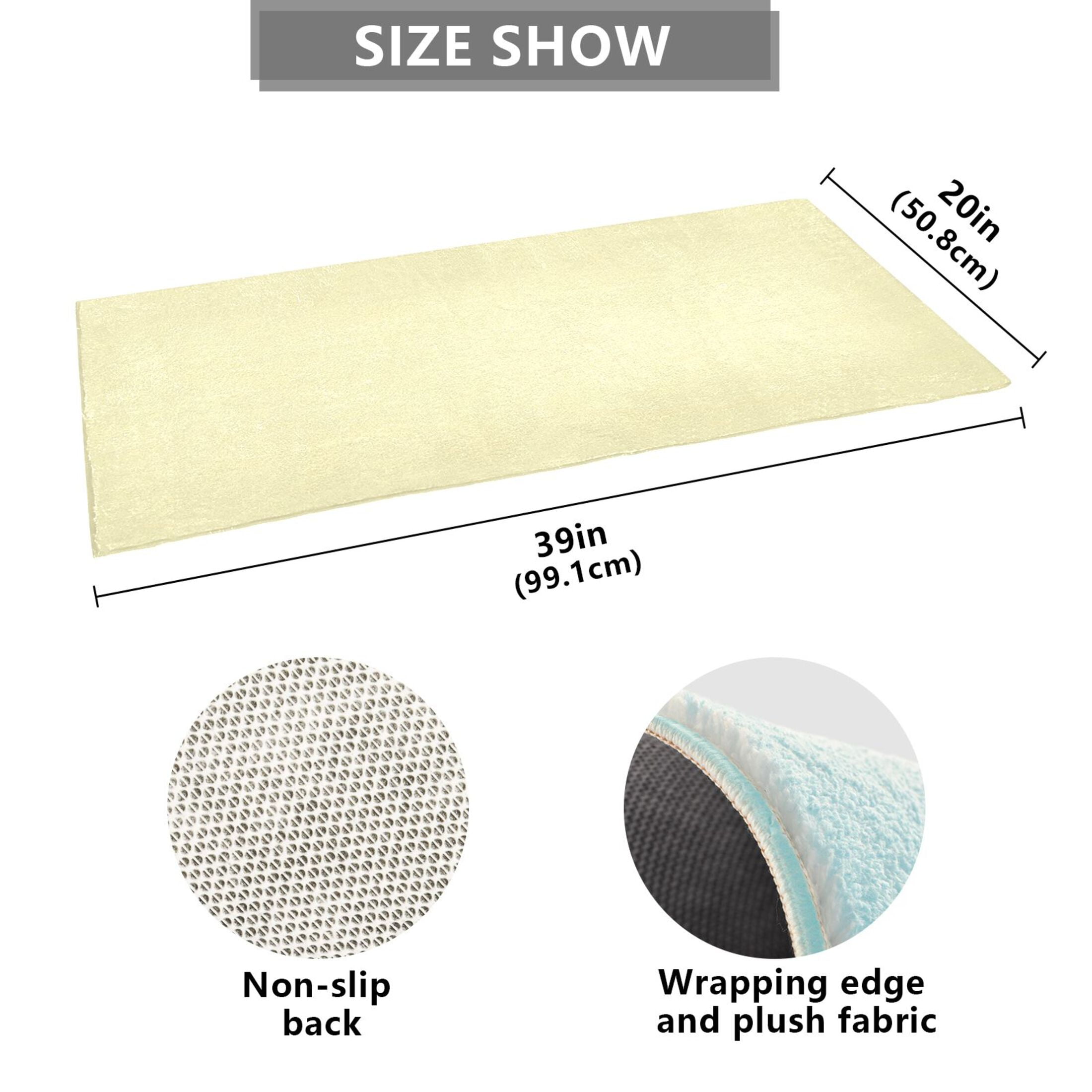 Pale Yellow Bath Mat 39x20 Non-Slip Bathroom Rugs Absorbent Soft Plush Quick Dry for Tub Shower Kitchen Home Decor