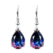 Grandest Birch Women Multicolor Teardrop Cubic Zirconia Dangle Hook Earrings Piercing Jewelry Alloy Multi-color