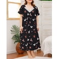 thumbnail image 2 of Loritta Plus Size Nightgowns for Women Short Sleeve Floral V-Neck Womens Summer Sleep Shirts with Headrope, XL-5XL, 2 of 6