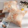 thumbnail image 6 of Orange Flower Pillow Covers 18x18 Set of 2 Fall Dahlia Floral Modern Geometric Floral Cream Outdoor Decorative Throw Pillows Farmhouse Pillowcases Linen Cushion Case Decor for Home Sofa Couch Bed, 6 of 6