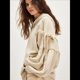 thumbnail image 5 of Sudadera con Capucha Informal de Larga con Cremallera y Bolsillos para Mujer, Talla Grande Cremoso S, 5 of 7
