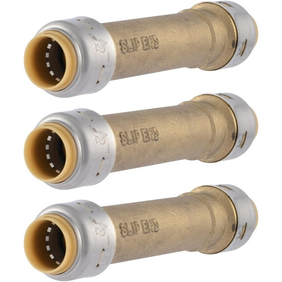 SharkBite Max 1/2 Inch Slip Coupling, Pack of 3, Push to Connect Brass Plumbing Fitting, PEX Pipe, Copper, CPVC, PE-RT, HDPE, UR3008