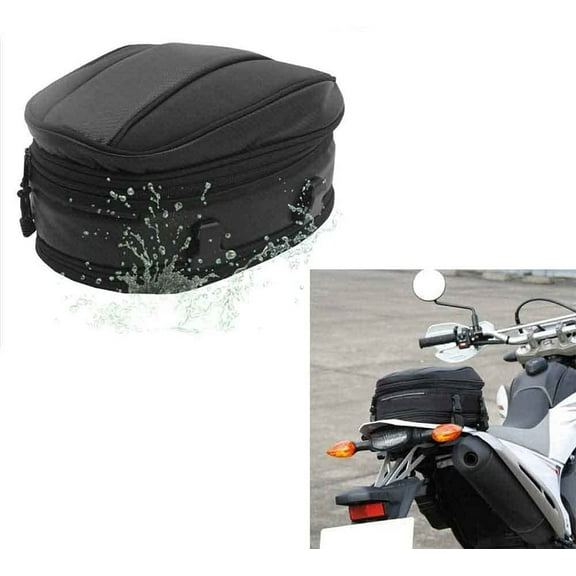 Waterproof Motorcycle Back Seat Tail Bag Leather Expandable Luggage Bag PU 7.5-10L Capacity Universal