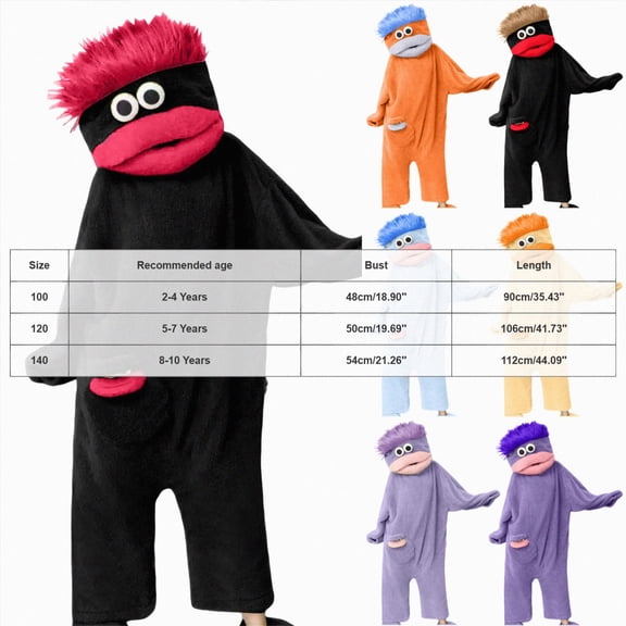 TAmten Funny Big Mouth Monster Onesie Pajamas with Large Comb â Oversized Plush Fleece Hooded One Piece for Sleep & Party |Blue 8-10 Years