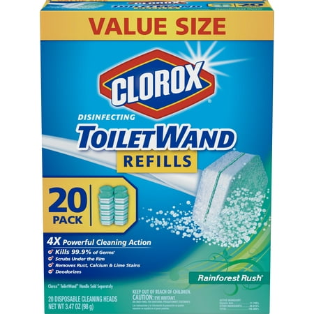 - Clorox ToiletWand Disinfecting Refills, Disposable Wand Heads - Rainforest Rush - 20 Count