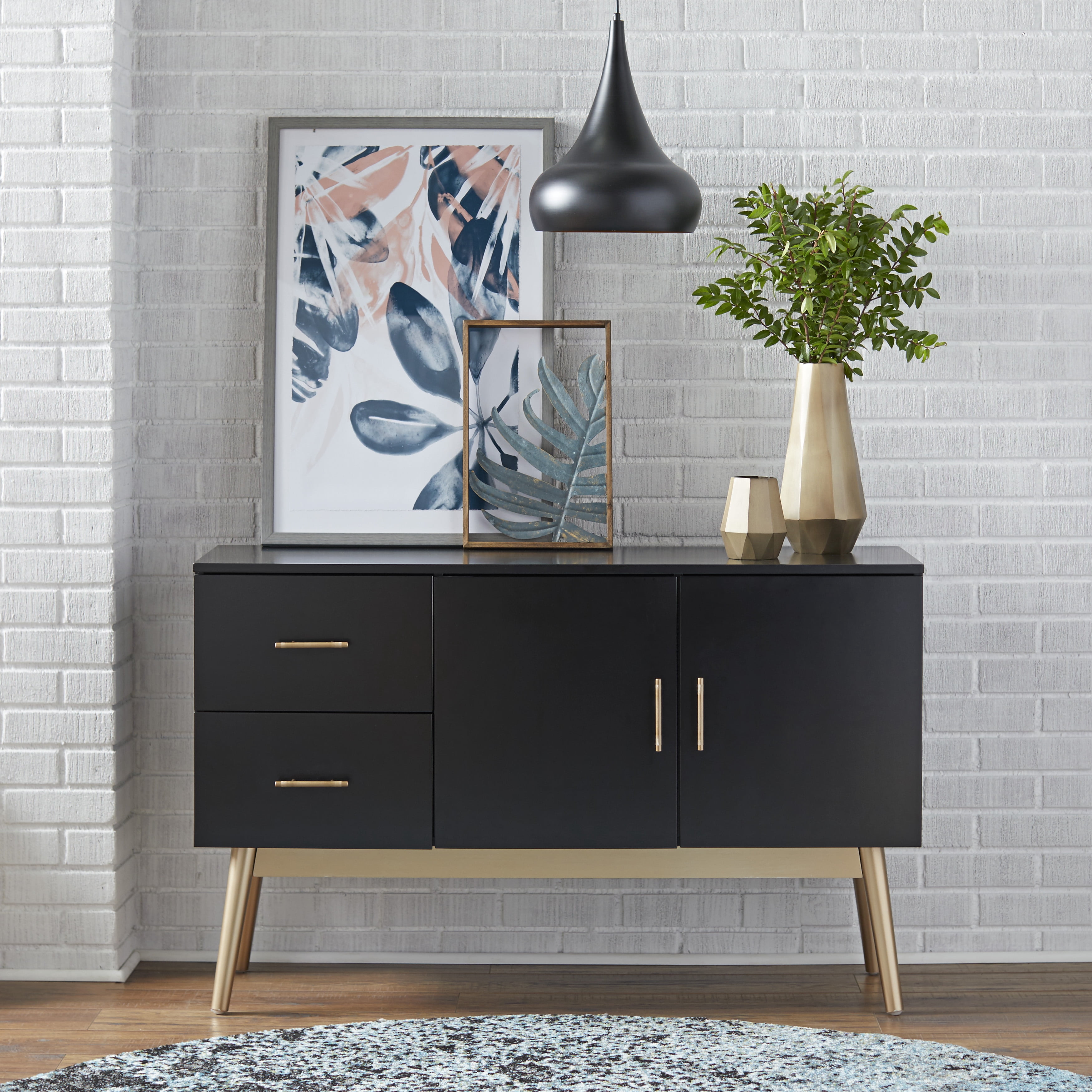 TMS Colfax Mid-Century Modern Sideboard, Black