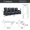 thumbnail image 2 of Weilianda Astronauts Reclining Sofa Electricity Recliner Zero Gravity Chair Top Grain Leather Movie Chair Gaming Sofa with Tray Table USB Charging Cup Holders,Row of 4 Black, 2 of 5