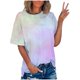 thumbnail image 2 of ICHUANYI Clearance Women's Fashion Printed T-shirt Short Sleeves Blouse Round Neck Casual Tops(Mint Green, XXL) ICHUANYI WER2023081100113, 2 of 7