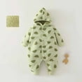 thumbnail image 2 of DHFJKG Infant Toddler Hooded Jumpsuits Winter Clothes Fuzzy Lining Long Sleeve Cartoon Dinosaur Print Button Down Onesie For Home Cute One-Pieces, 2 of 9