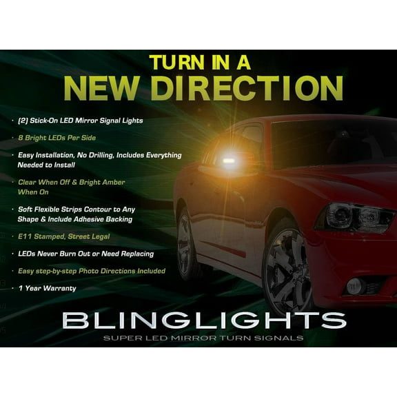 For The Dodge Charger LED Side Mirror Lights Turn Signal Lamp Kit set