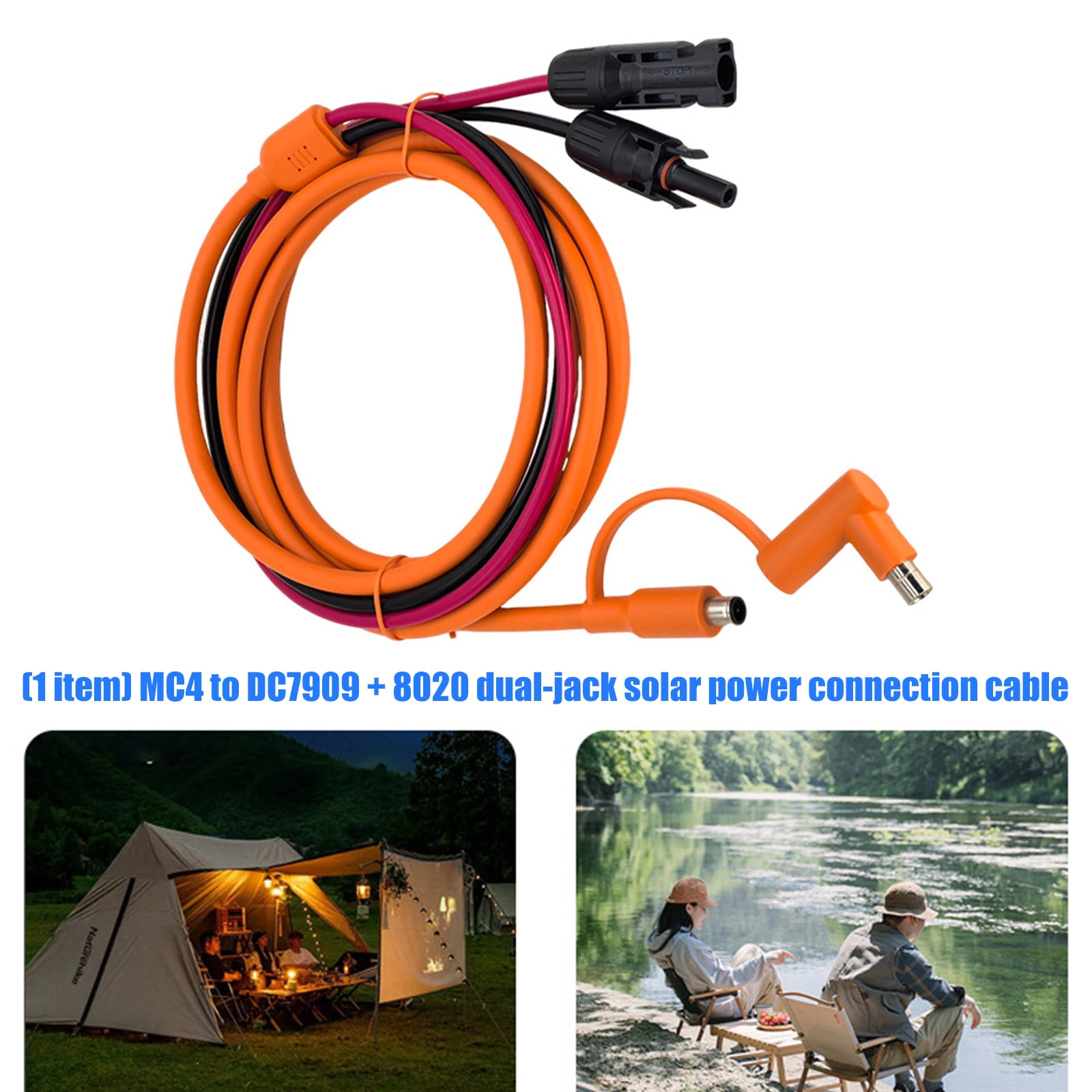 Durability Solar Cable 4 to DC7909+8020 Power Cable for Outdoor Camping Travel Solar Connector to DC7909/8020 Male Plugs