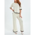 thumbnail image 4 of Lamuusaa Women's 2 Piece Casual OutfitsCrew Neck Tops Wide Leg Pants Loungewear Sets Streetwear, 4 of 9
