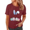 thumbnail image 1 of TSADFHJI Hauts de Noël pour Femmes Grande Taille Rouge Haut Décontracté à Manches Courtes Imprimé de Pâques Col Rond T-Shirt Manches Courtes TTG Rouge, 1 of 4