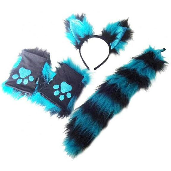 EFINNY Halloween Cat Ears and Tail Costume Accessories, 3pc