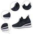 thumbnail image 4 of Sparkly Rhinestones Platform Wedge Walking Shoes for Women Fashion Breathable Mesh Bling Nursing Work Tennis Sneakers, 4 of 6