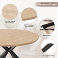 thumbnail image 4 of Hawsaiy 3-Piece 47.2" Round Dining Table Set for 2, Modern Wood Kitchen Table with 2 Dining Chairs, Space-Saving Dining Set with Metal Base for Apartment, Small Space (Natural + Beige), 4 of 11