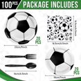 thumbnail image 2 of Football Style 100 piezas de suministros para fiesta de fútbol que incluyen platos de fiesta de 7 pulgadas, platos de fiesta de 9 pulgadas, servilletas y vajilla, tenedores, cuc, 2 of 5