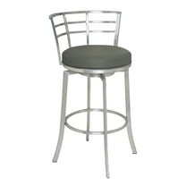 Armen Living Viper Barstool, Brushed Stainless Steel Finish with PU Upholstery