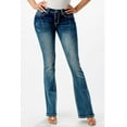 thumbnail image 2 of Grace in LA Women's Aztec Embroidered Disressed Baby Flare Bootcut Stretch Jeans (29), 2 of 3