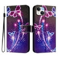 thumbnail image 2 of Compatible for iPhone 13 Mini Wallet Case, Painting Pattern Premium PU Leather [Credit Card Holder] [Wrist Strap] Flip Stand Feature Purse Case Full Body Protective Pattern Phone Cover, Butterfly, 2 of 16