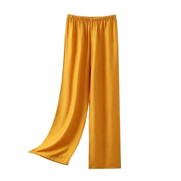 Lenpel Pajama Pants for Women Lightweight Casual Straight Leg Palazzo Sleep Trousers Flowy Comfy Loose Fit Lounge Pants