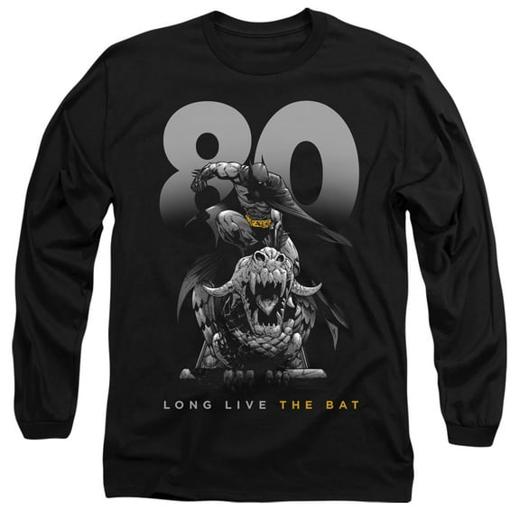 Batman Big 80 Long Sleeve Adult 18/1 T-Shirt Black