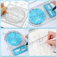 thumbnail image 5 of 4 Pack Multifunctional Geometric Ruler, Mathematics Measuring Tool Draft Rulers Set, Rotatable Circular Drawing Template Ruler for Student Studying Designing Office Supplies, 5 of 7