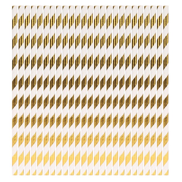 Pajitas de papel de calidad alimentaria con estampado dorado para fiesta de cumpleaños de boda (7 #)