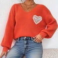 thumbnail image 5 of Lenpel Sweaters for Women Trendy V Neck Lantern Long Sleeve Chunky Knit Pullover Tops Casual Loose Fashion Sweaters(Orange,X-Large), 5 of 7
