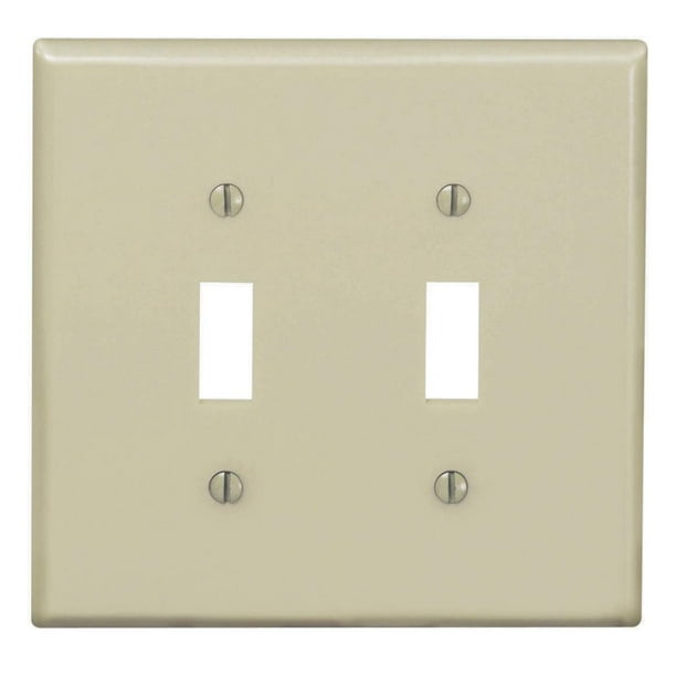 Placa de pared con interruptor de palanca de 2 elementos Leviton Midway Ivory PJ2-I