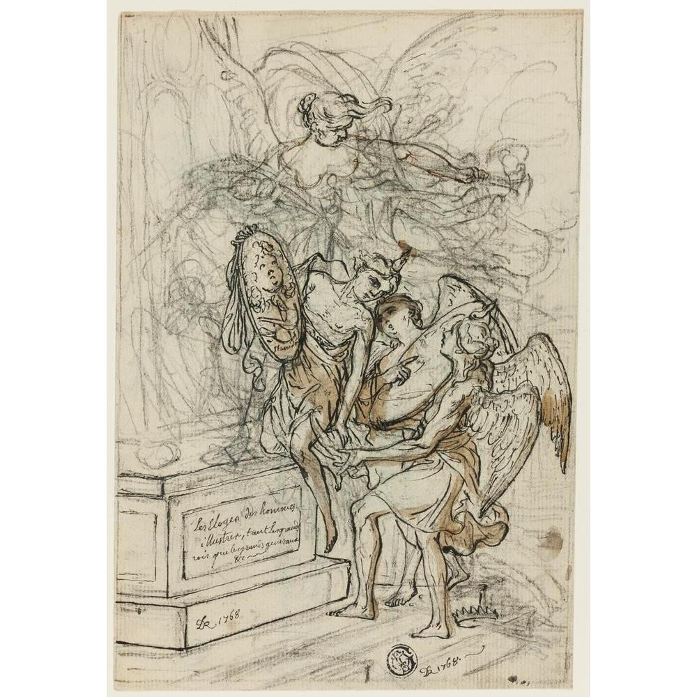 Claude Louis Desrais 11x14 Black Modern Framed Museum Art Print Titled - Allegory in Honor of King Stanislas Leczynski