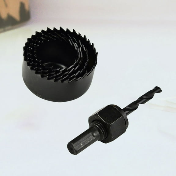 FRCOLOR Professional Woodworking Hole Saw Set 5pcs Carbon Steel Drill Bits for Drilling Holes in Wood and Plastic Black