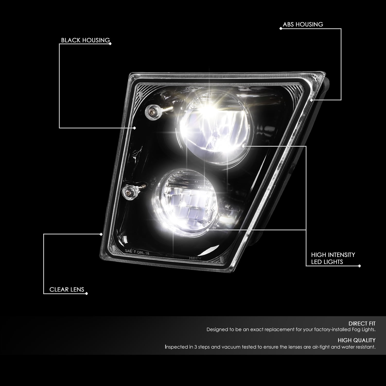 DNA Motoring For 03-17 Volvo VN VNL VNM VNX Truck Full LED Bumper Driver Fog Light Lamps Pair Black