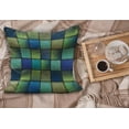 thumbnail image 2 of Colorful Fluffy Throw Pillow Cushion Cover, Modern Geometric Bohemian Paisley Details in Square Shaped Backdrop Pieces Art, Decorative Square Accent Pillow Case, 20" x 20", Blue Green, by Ambesonne, 2 of 5