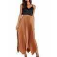 thumbnail image 4 of Pleated Skirts for Women High Elastic Waisted Flowy Asymmetrical Skirt High Low Summer Midi Skirts Caramel Color XXL, 4 of 9