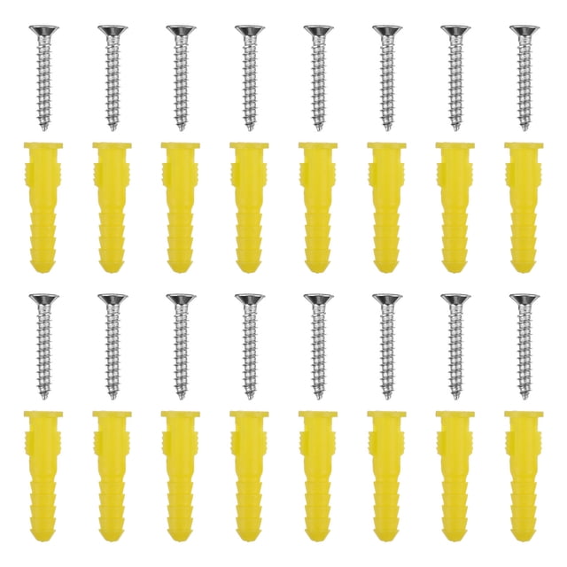 unbranded 100Ud Anclajes Plásticos Para Pared Con Antirotación Y Tornillos Amarillos