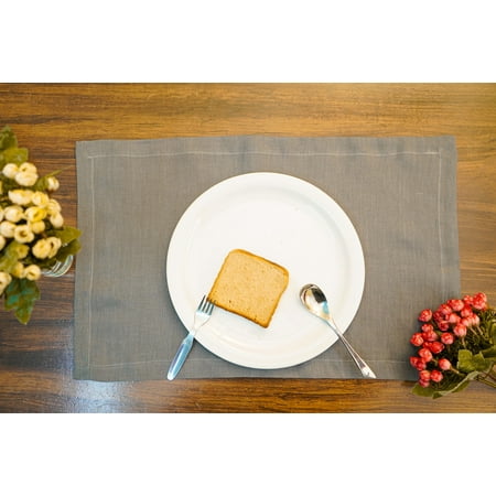 

Cloud Fino Linen Placemats (14x19 Set of 6) 100% French Flax Stone Washed for Softness and Durability Handcrafted Heat Resistant Dining Table PlaceMats.(Stone Grey)