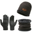 thumbnail image 2 of Tnobhg 1 Set Men Winter Hat Scarf Gloves Set Thick Knitted Soft Warm Elastic Colorful Ear Protection Five Fingers Windproof Winter Outdoor Cycling Cap Neck Warp Gloves Set, 2 of 8