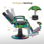 BarberPub Multicolor Heavy Duty Barber Chair with Headrest, All Purpose Antique Hydraulic Reclining Salon Chair