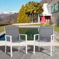 thumbnail image 3 of Walsunny Patio Dining Chairs Set of 2,Outdoor Bistro Chair with Arms,All-Weather Metal Textile Fabric Chairs Grey, 3 of 7