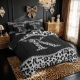 thumbnail image 2 of Meiyoeat Leopard Print Initial K Letter Full Size Bedding Sets for Girls Females, Cheetah Bowknot Ribbon Full Size Bed in a Bag, White Black Reversible, 7-Piece, 2 of 6