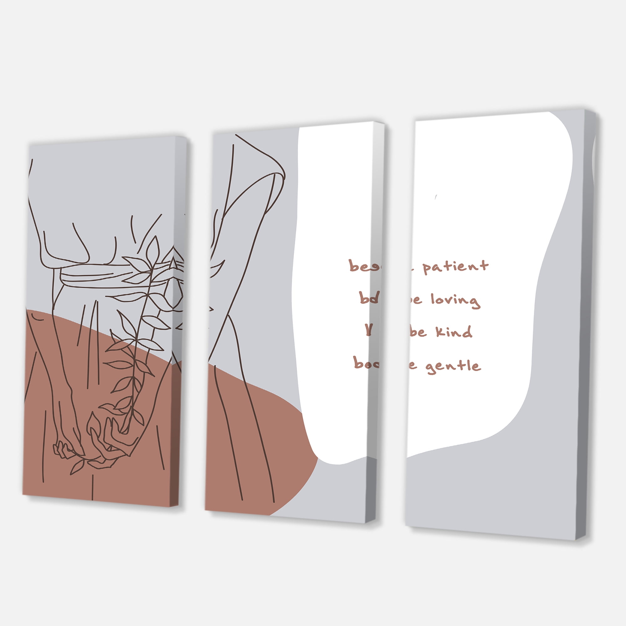 Designart ' Be Patient Be Kind Be Loving Be Patient One Line Leave ' Modern Canvas Wall Art Print