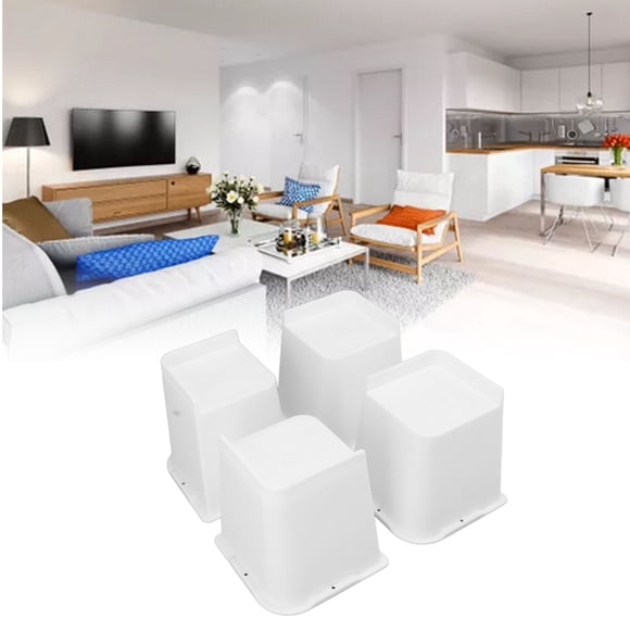 Bed Risers, Furniture Risers Trapezoid 4 Pcs White for Bedroom